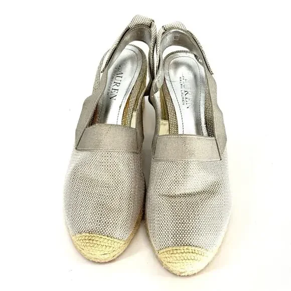 Ralph Lauren Helma Slingback Wedge Espadrilles Size 8.5 Coastal - Picture 2 of 9
